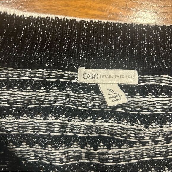 Cato Black and White Polo Collar Sweater with Silver Thread detail - Picture 8 of 9